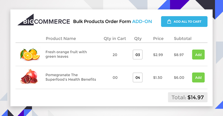 Bulk Products Order Form Addon