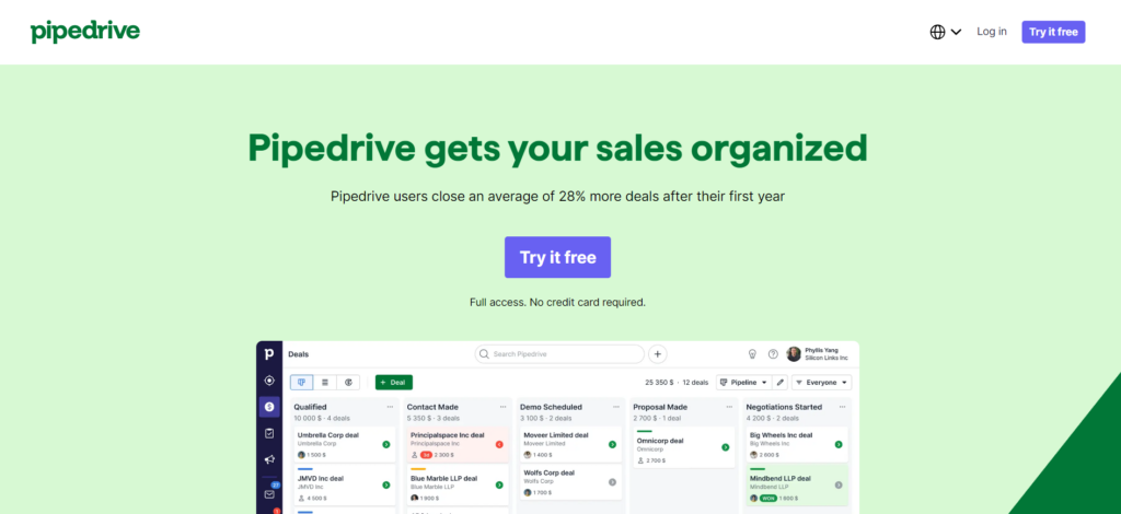 Pipedrive Best CRM for agencies