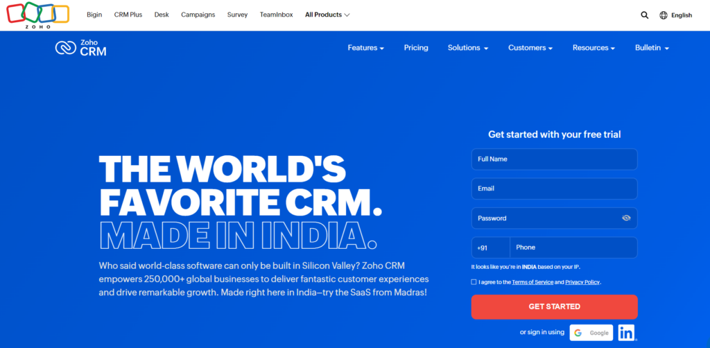 Zoho CRM best CRM software for agencies