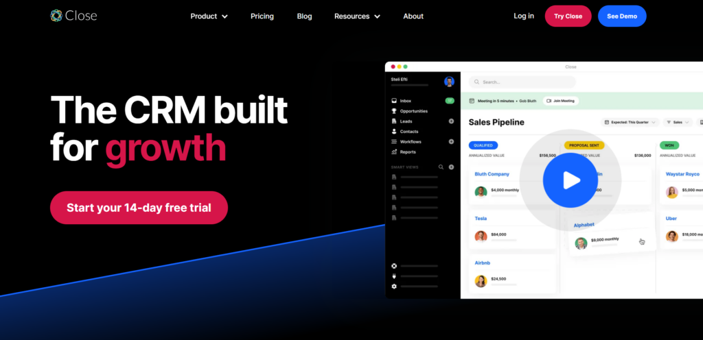 Close best SaaS CRM software