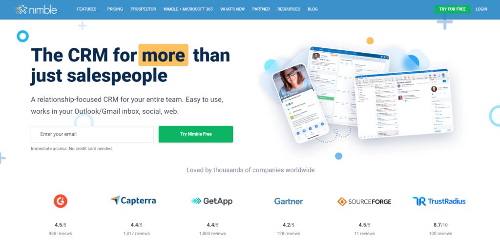 Nimble best SaaS CRM software